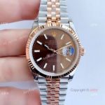 EW factory Replica Rolex Oyster Perpetual Datejust 2T Rose Gold Jubilee Chocolate Dial Watch 36MM